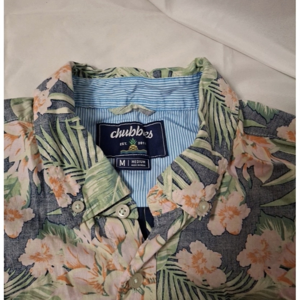 Chubbies Men's Floral Shirt - Green and Blue